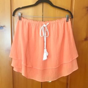 Free People | Boho Drawstring Tiered Hem Miniskirt